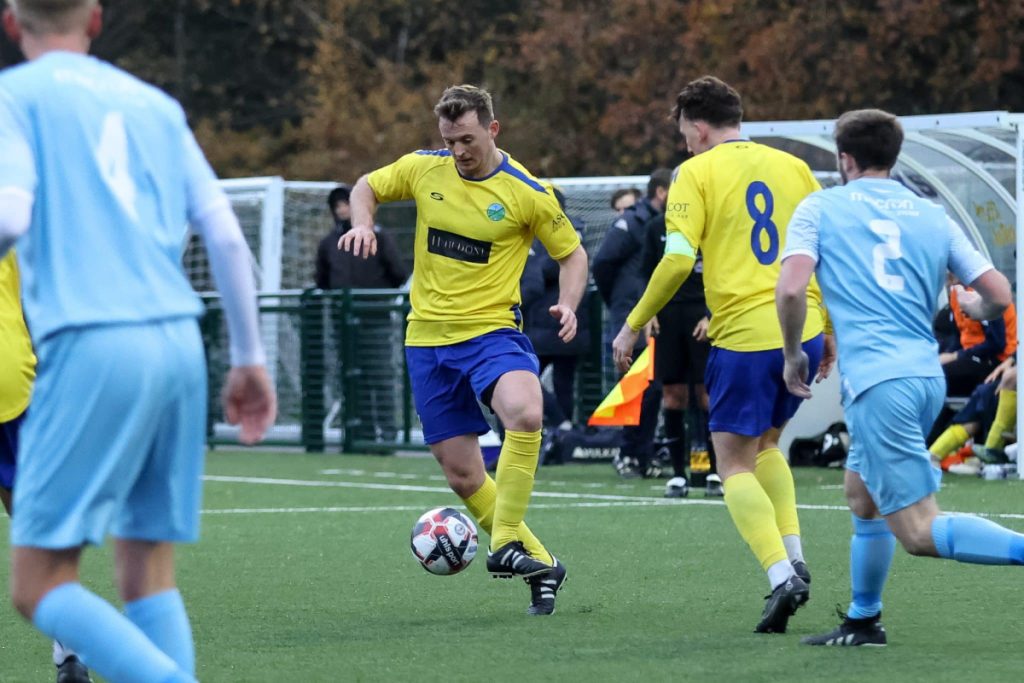 Rob Gerrard on the ball against Little Common in the FA Vase Third Round Proper 2022/23 Photo: Shooting Stars